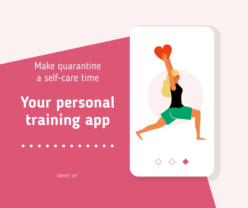 Quarantine Self-Care concept with Woman exercising — Modelo de projeto Quarantine Self-Care concept with Woman exercising — Modelo de projeto