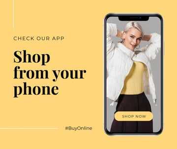 Online Shopping ad with Stylish Woman on screen