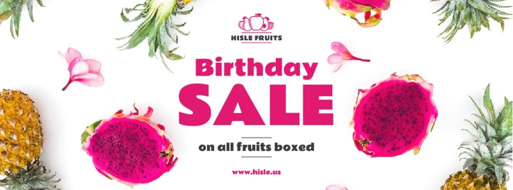 Birthday Sale Exotic Fruits on White — Створити дизайн Birthday Sale Exotic Fruits on White — Створити дизайн