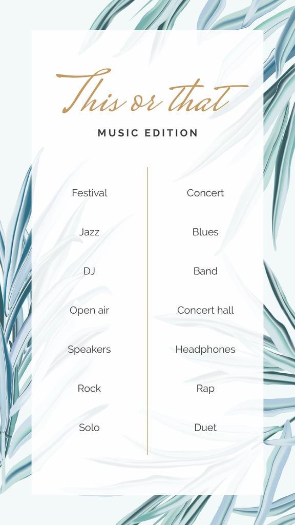 This or That Music game on Leaves pattern — ein Design erstellen This or That Music game on Leaves pattern — ein Design erstellen