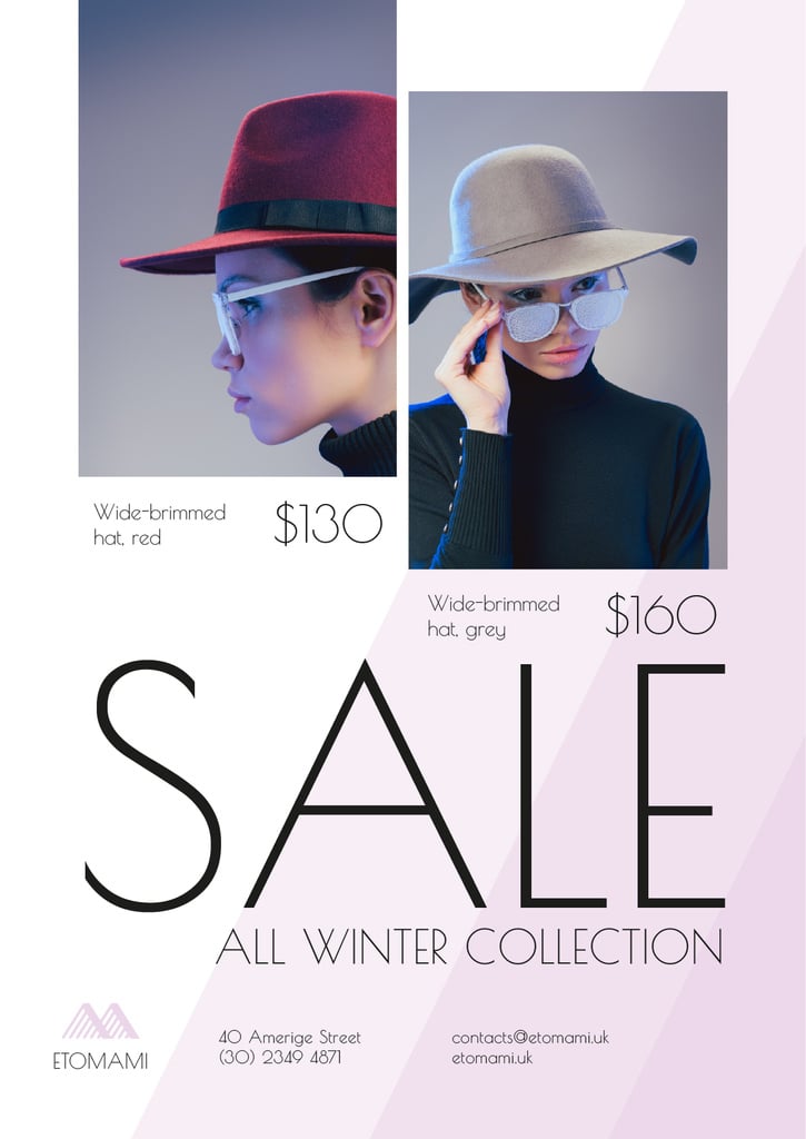 Seasonal Sale with Woman Wearing Stylish Hat — Створити дизайн Seasonal Sale with Woman Wearing Stylish Hat — Створити дизайн