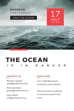 Ecology Conference Invitation with Stormy Sea Waves