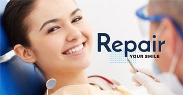 Dentistry advertisement with smiling young woman