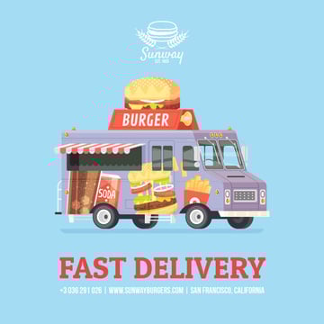 Food Delivery Van with Burger