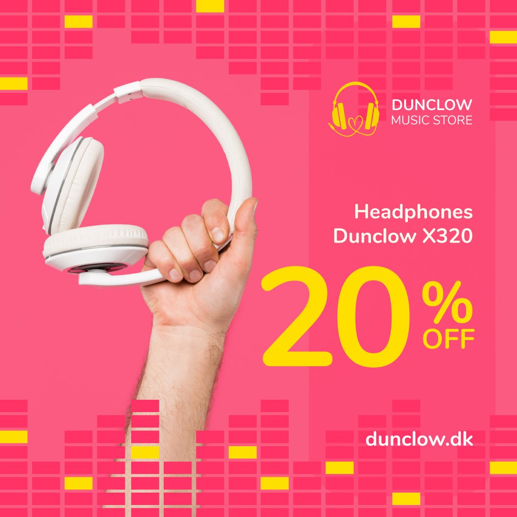 Electronics Offer Hand with Headphones on Pink — ein Design erstellen Electronics Offer Hand with Headphones on Pink — ein Design erstellen