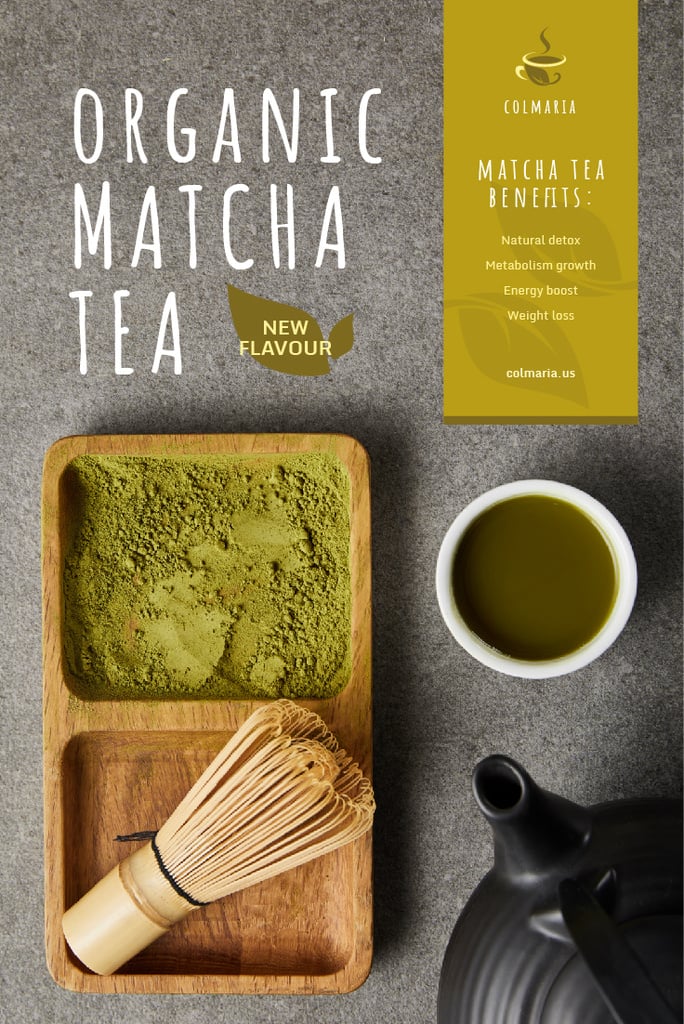 Matcha Tea Offer with Utensils and Powder — Maak een ontwerp Matcha Tea Offer with Utensils and Powder — Maak een ontwerp