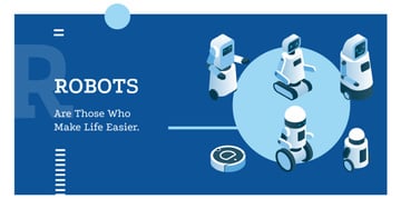 Futuristic Robot Models in Row in Blue