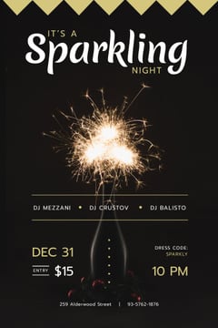 New Year Party Invitation with Burning Sparklers
