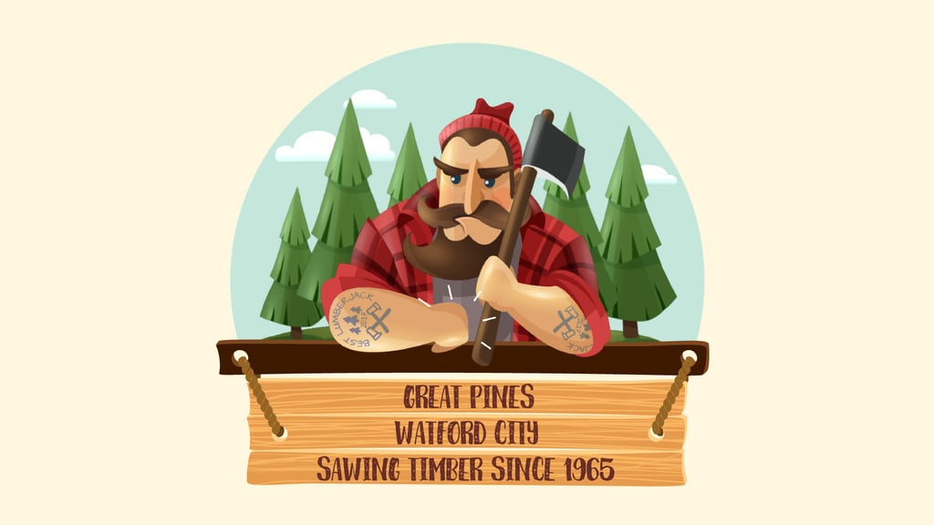 Timber Industry Ad Lumberjack in Forest — Create a Design Timber Industry Ad Lumberjack in Forest — Create a Design