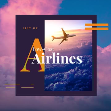 Airlines Offer with Plane Flying in Purple Sky