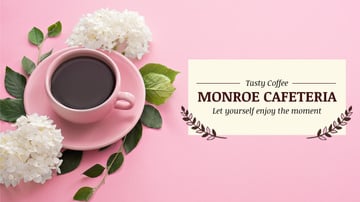 Cafeteria Advertisement with Coffee Cup in Pink