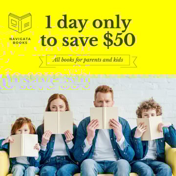 Bookshop Ad Family with Kids Reading