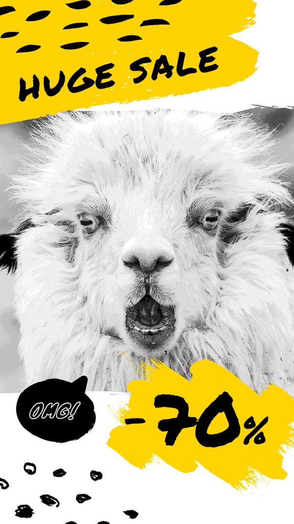Sale Announcement Shocked Funny Lama — ein Design erstellen Sale Announcement Shocked Funny Lama — ein Design erstellen