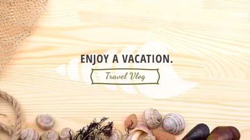 Vacation Inspiration Shells on Wooden Board