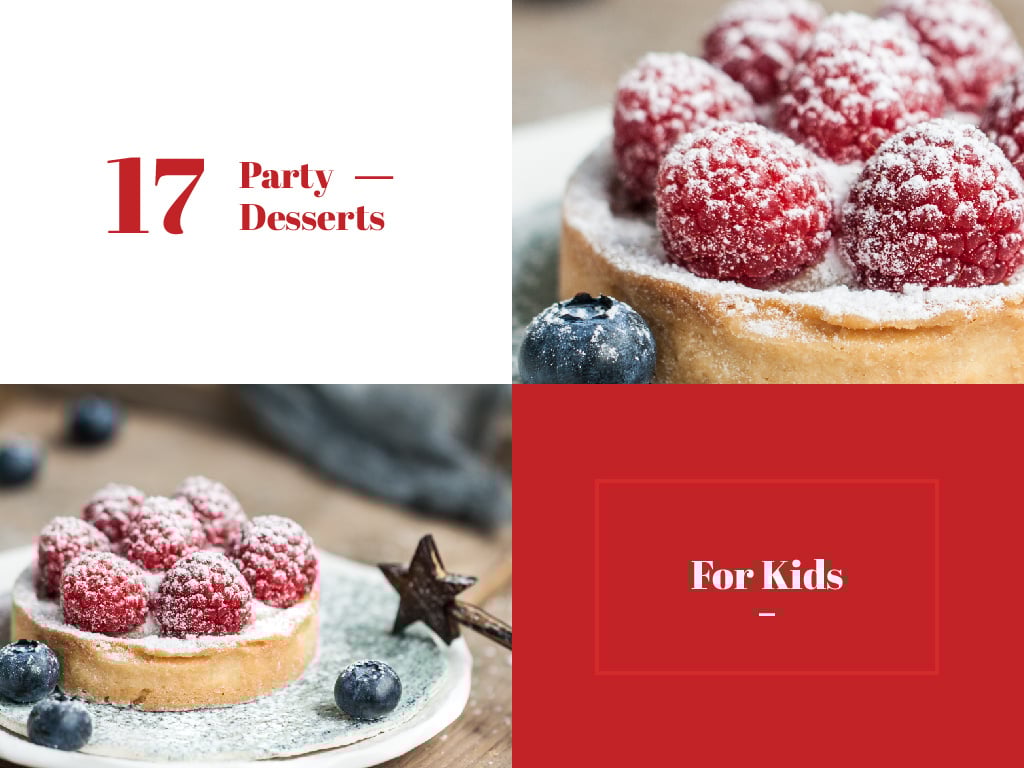 Kids Party Desserts Sweet Raspberry Tart — ein Design erstellen Kids Party Desserts Sweet Raspberry Tart — ein Design erstellen