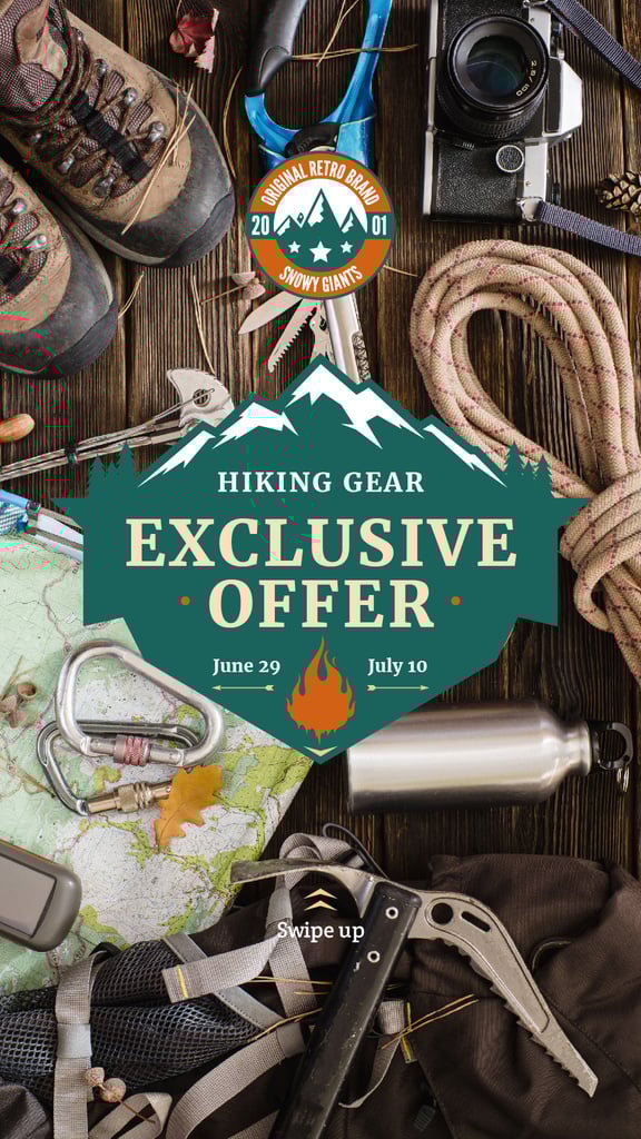 Hiking Gear Offer Travelling Kit | Stories Template — Crear un diseño Hiking Gear Offer Travelling Kit | Stories Template — Crear un diseño