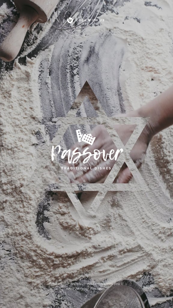 Passover Greeting Cooking Bread Hand in Flour | Vertical Video Template — Créer un visuel Passover Greeting Cooking Bread Hand in Flour | Vertical Video Template — Créer un visuel