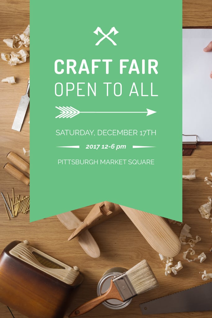 Craft Fair Announcement Wooden Toy and Tools | Pinterest Template — Modelo de projeto Craft Fair Announcement Wooden Toy and Tools | Pinterest Template — Modelo de projeto