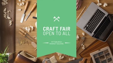 Craft Fair Announcement with Wooden Toy and Tools