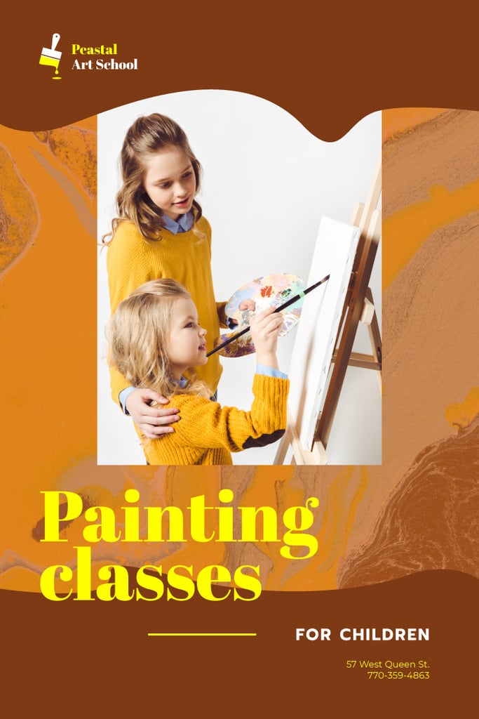 Art Classes Ad Children Painting by Easel — ein Design erstellen Art Classes Ad Children Painting by Easel — ein Design erstellen