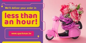 Delivery Service Ad with Flowers on Toy Scooter