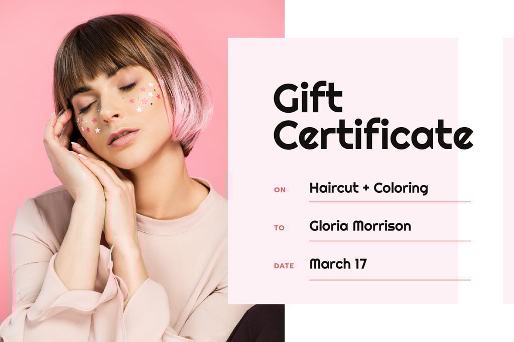 Hairstyle Offer with Girl with Pink Hair — Створити дизайн Hairstyle Offer with Girl with Pink Hair — Створити дизайн