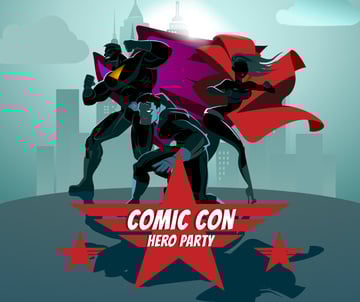 Superheroes at Comic Con Party