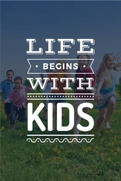 Motivational Quote with Kids on Green Meadow