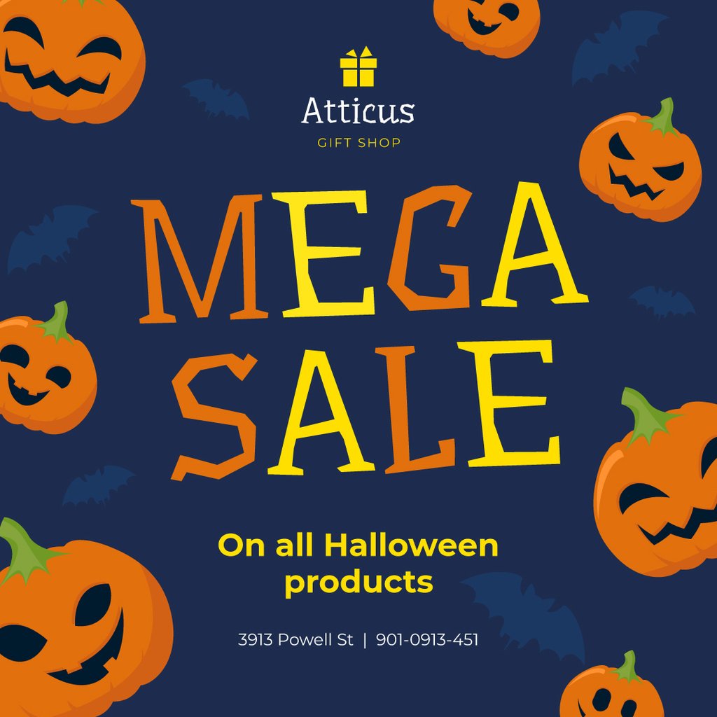 Halloween Sale Scary Pumpkins on Blue | Instagram Post Template — Create a Design Halloween Sale Scary Pumpkins on Blue | Instagram Post Template — Create a Design