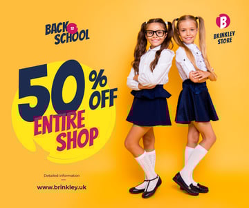 Back to School Offer Smiling Schoolgirls in Uniform | Facebook Post Template