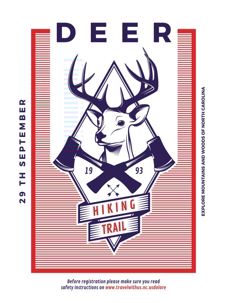 Hiking Trail Ad Deer Icon in Red — Создать дизайн Hiking Trail Ad Deer Icon in Red — Создать дизайн
