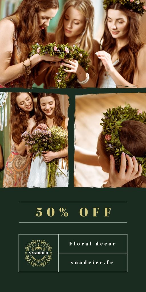 Florist Services Offer Women with Floral Wreath - Vytvořte návrh Florist Services Offer Women with Floral Wreath - Vytvořte návrh