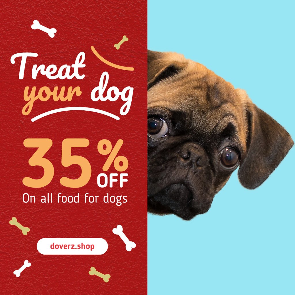 Dog Food Sale Cute Pug Face – Stwórz projekt Dog Food Sale Cute Pug Face – Stwórz projekt