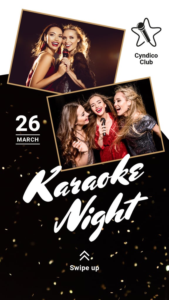 Karaoke Club Invitation Girls Singing with Mic — Create a Design Karaoke Club Invitation Girls Singing with Mic — Create a Design