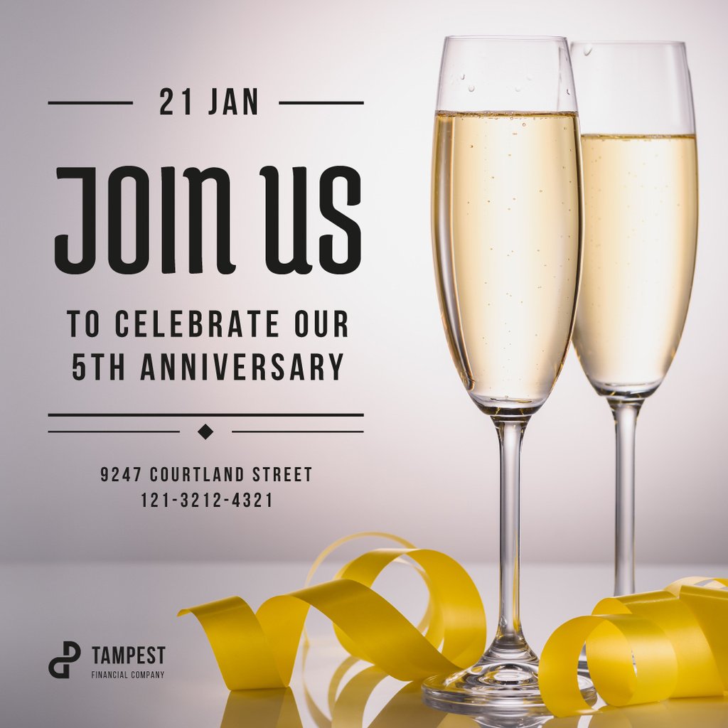 Anniversary Celebration Invitation Glasses of Champagne — Créer un visuel Anniversary Celebration Invitation Glasses of Champagne — Créer un visuel