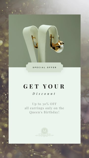Queen S Birthday Sale Jewelry With Diamonds And Pearls Online Instagram Video Story Template Crello