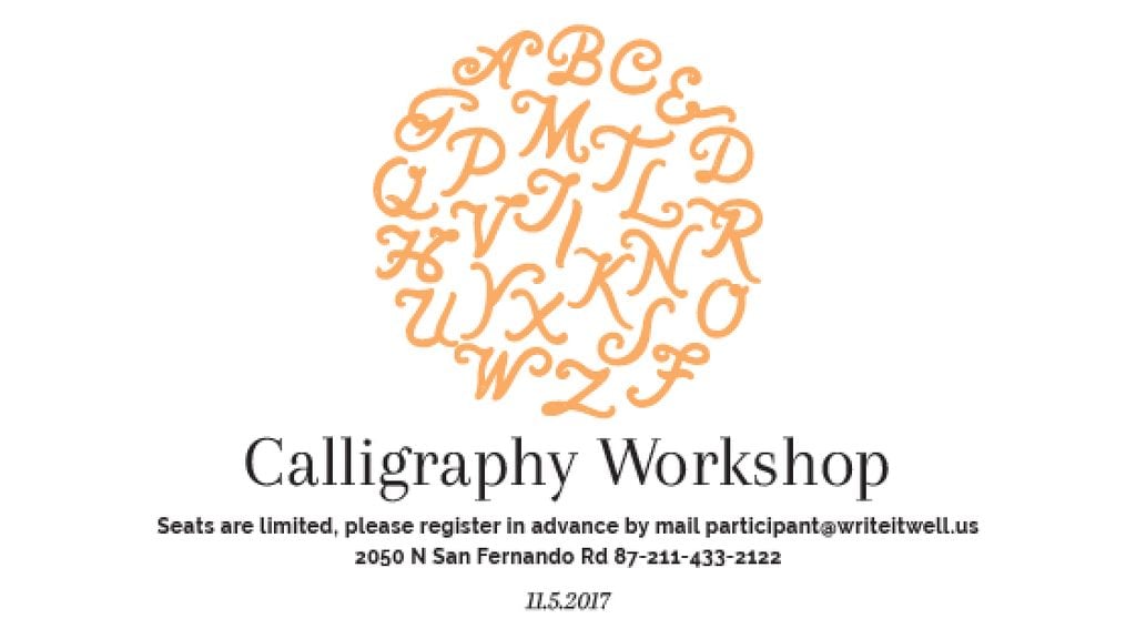 Calligraphy Workshop Announcement Letters on White — Создать дизайн Calligraphy Workshop Announcement Letters on White — Создать дизайн