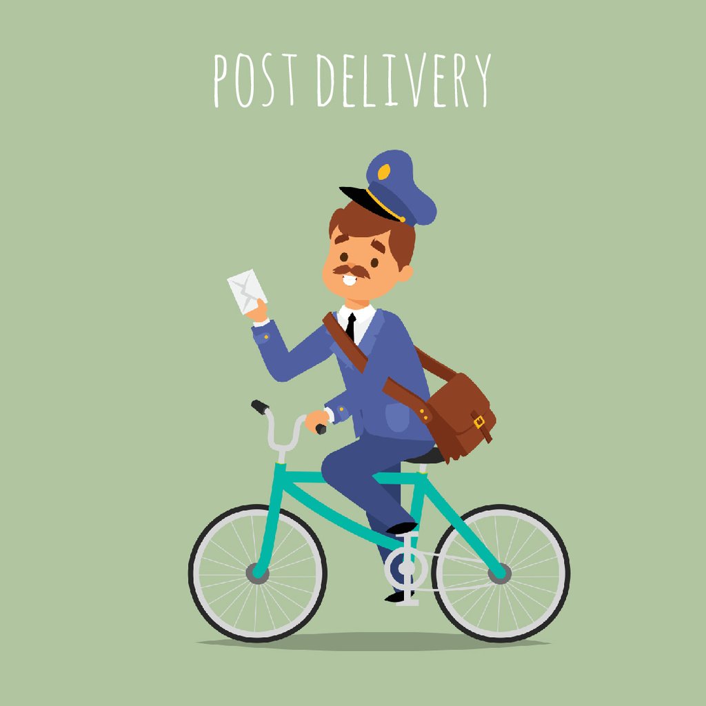 Mailman delivering letter by bicycle — ein Design erstellen Mailman delivering letter by bicycle — ein Design erstellen