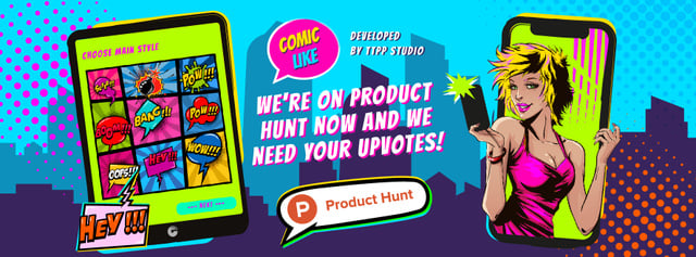 Modèle de visuel Product Hunt Promotion with Girl Taking Selfie on Screen - Facebook cover