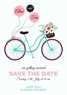 Save the Date Card Bicycle and Flowers | Poster Template