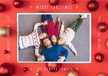 Merry Christmas Greeting Family with Baubles | Card Template