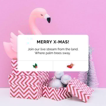 Christmas greeting with Flamingo in present box