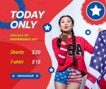 Independence Day Sale Ad with Woman Blowing Kiss