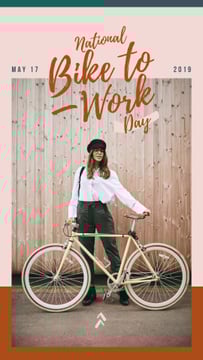 Bike to Work Day Girl with bicycle in city