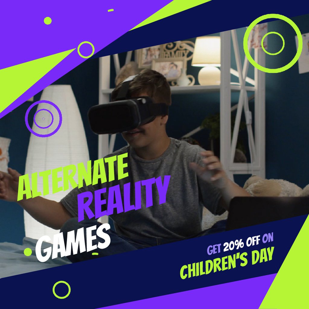 Boy using VR glasses — Modelo de projeto Boy using VR glasses — Modelo de projeto