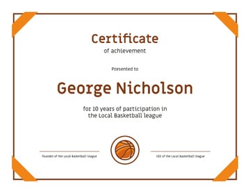 Basketball League participation anniversary Achievement