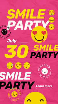 Party Invitation with Emoji on Pink