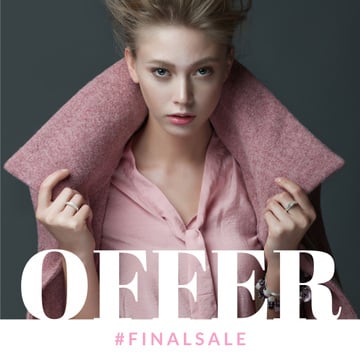 Fashion sale Ad with Woman in Pink Outfit