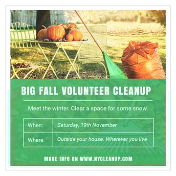 Volunteer Cleanup with Pumpkins in Autumn Garden