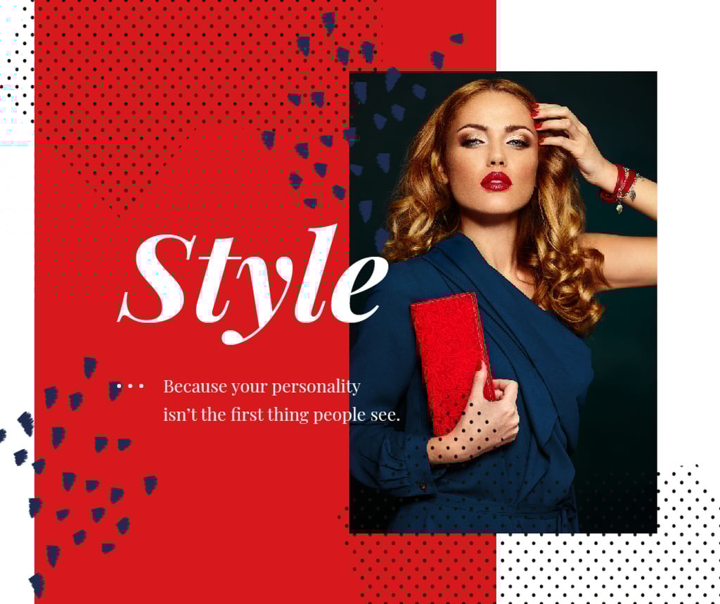 Style Quote Attractive Woman in Red and Blue — Modelo de projeto Style Quote Attractive Woman in Red and Blue — Modelo de projeto